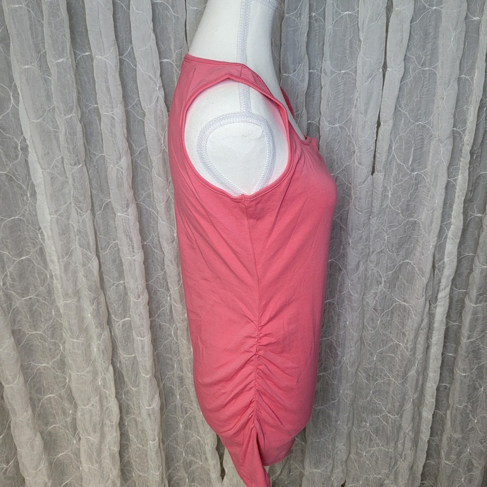 Zenana Pink Strechy Ruched Side Basic Layering Tank Top Cotton Spandex Boutique - Picture 5 of 7
